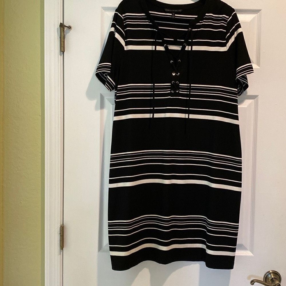 Women’s White House Black Market Black & White Striped Dress, Size 2X